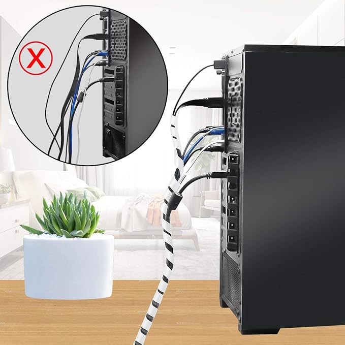 33FT XHF 5/16" Clear Spiral Cable Wrap 8mm(Wrapping Range:6mm-60mm) Cord for Computer Electrical Wire Organizer Sleeve Hose RoHS
