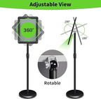 Adjustable Pedestal Sign Holder Stand 8.5''x11'', Floor Standing Poster Sign Stand, Aluminum Frame for Vertical/Horizontal View Sign Stand,Outdoor/Indoor Standing Sign Holders(Black, Round)