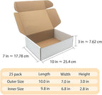 8x6x3 inch Shipping Boxes Set of 25,White Corrugated Cardboard Box for Mailing Literature Mailer Small Business Packing Gifts Shipping Packaging Craft Giving Products (8 x 6 x 3 Inches)