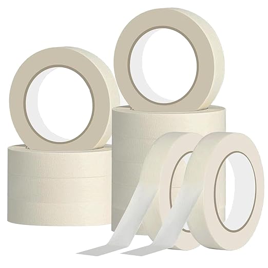 Masking Tape 1 inch Wide, 12 Rolls General Purpose Masking Tape Bulk for Painting, Labeling, Art, Office, Home, Craft, 1 Inch x 55 Yards x 12 Rolls, 660 Yards in Total