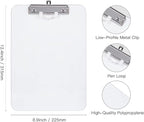 Hongri Plastic Clipboard with Pen Holder, Clear 8.5x11 Letter Size Clip Board for Classroom, Office, Students, Nurses and Women, Low Profile Clip, Size 12.5 x 9 in(Pack of 2)