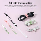 OneLeaf 30Pcs Cord Organizer, Silicone Cable Ties Reusable, Cord Ties for Electronics, Multipurpose Elastic Wire Ties, Travel Essentials for Cable Organizer, Wire Organizers for Fastening Cords
