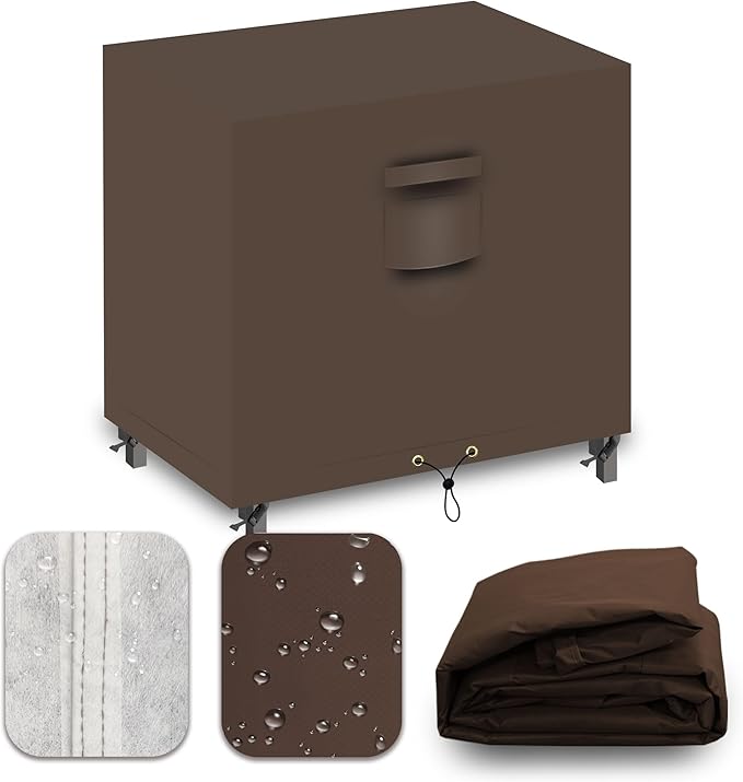 Heavy Duty Patio Furniture Covers Waterproof, 600D Outdoor Furniture Cover Waterproof for Sectional Sofa Couch, Outdoor Dining Table and Chair Set Covers 19''L x 15''W x 18''H, Brown