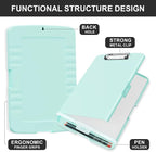 Plastic Clipboard with Storage, 8.5 x 11 Storage Organization Box Side-Opening, Heavy Duty Clip Board with Pen Holder and Paper Folder for Nurses, Teachers, Office & School Supply, Light Blue