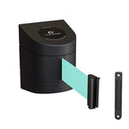 Crowd Control Warehouse - CCW Series WMB-220 Fixed Wall Mount Retractable Belt Barrier - 15 Foot, Light Green Belt with Black ABS Case