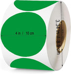 4 Inch Large Green Circle Thermal Labels, Self-Adhesive Round Inventory Stickers, Multi-Purpose Round Roll Thermal Printing Stickers for Business and Domestic Use-300 Labels/Roll