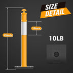 RoadHero 45 Inch Delineator Post with Rubber Base, Heavy Duty Yellow Traffic Delineator Posts Cones with Reflective Collars for Parking Lots, Road Safety, Construction Events 3 Pack
