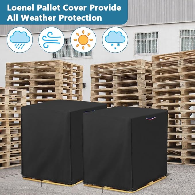 Pallet Cover, Waterproof Heavy Duty Pallet Covers Fits Large Pallets Up to 48" x 42" x 48", Fade Resistant Cargo Turnover Cover With Zipper