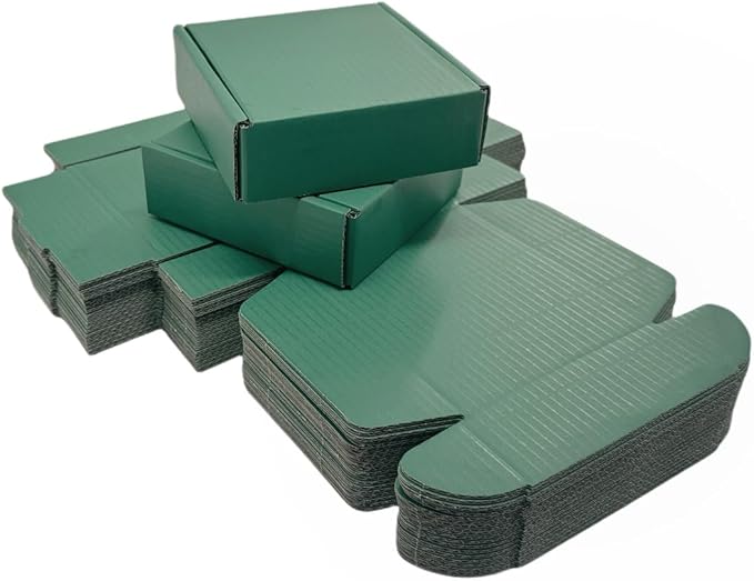 15 Pcs 6 x 6 x 2 inches Corrugated Cardboard Gift Boxes Recyclable Shipping Boxes for Mailing & Holidays, Wedding, Birthday, Gifts Packaging (Hunter Green, 6 x 6 x 2")