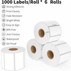 2.25 x 1.25 Thermal Labels, Printable Blank Label Stickers 6000 Label Papers for Barcode Labels, FNSKU, Mailing, Shipping, Compatible with Rollo, Zebra and More Thermal Printer