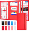 LINTRU Car Registration and Insurance Holder Trifold, Oversized Fit with Reinforced Construction, Matte PU Leather Vehicle Glove Box Organizer for Documents, Car Accessories for Men and Women