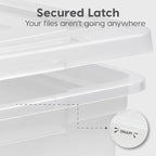 IRIS USA File Box, Plastic File Organizer with Lids for Letter/Legal File, Portable Document Box For Moving, Storage Bin with Durable and Secure Lid, Stackable Nestable BPA-Free, Pearl 35 Qt. 4 Pack