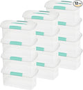 Sterilite Medium Nesting ShowOffs, Stackable Small Storage Bin with Latching Lid and Handle, Plastic Container to Organize Home, Clear, 12-Pack
