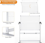 VIZ-PRO Double-Sided Mobile Whiteboard, 48 x 36 Inches, Magnetic Rolling Dry Erase White Board on Wheels with Aluminium Frame and Stand