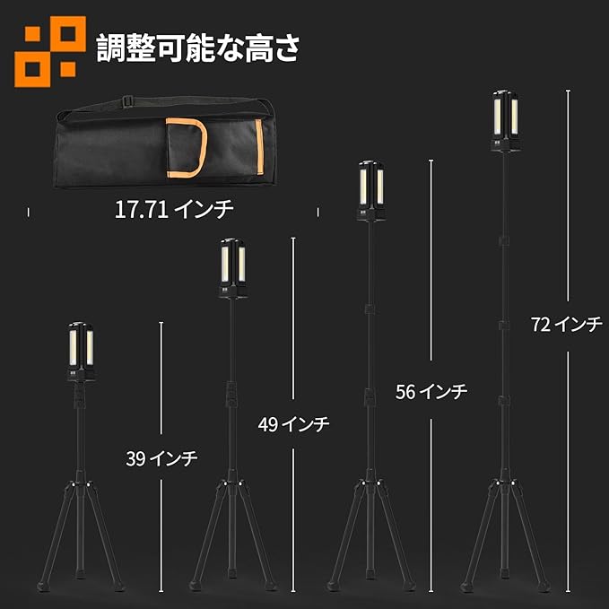 13200mAh Rechargeable Solar Work Light with Folding Stand Support and Portable Carrying Bag, 8000 Lumen Stepless Dimmable, 4 Lighting Modes, White/Warm/Warm White (Black(Standard))