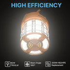 HYPERLITE LED Temporary Work Light 60W 7500LM 200W HID/HPS 5000K, Portable Hanging Construction Light with Stainless Steel Safety Guard and Sturdy Hook for Job Site, Workshop(with an ON/Off Switch)