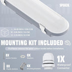 JTT 8FT LED Vapor Tight Light 120/100/80W Tunable, 18000lm LED Vapor Proof Lighting Fixture IP66, 5000K/4000K/3000K Outdoor Shop Light Waterproof for Parking Garage Car Wash Warehouse ETL Listed