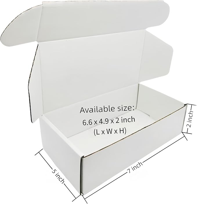 7x5x2 inch Small White Mailers Boxes Recyclable Corrugated Gift Box for Packaging Shipping Set of 10