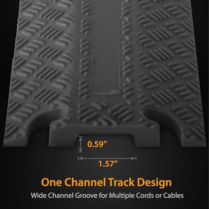 Pyle 80-Inch Rubber Cable Protector Ramp - Channel Heavy Floor Cord Concealer for Extension Cords & Hoses, Driveway Protective Covering Armor, 11,000 lbs Load Capacity, Indoor/Outdoor Use (Pack of 2)