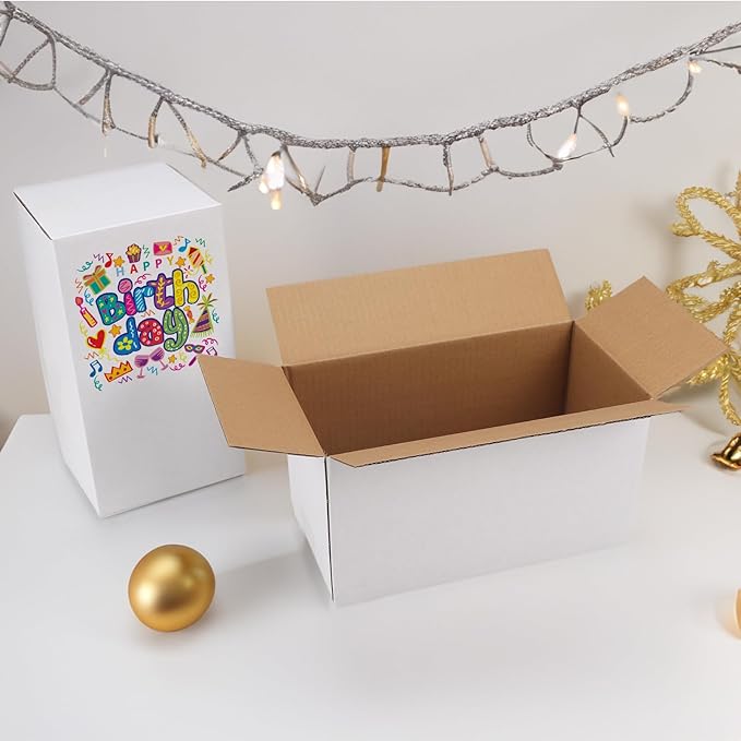 Hoikwo 11x6x6 Shipping Boxes Set of 25, White Corrugated Cardboard Box for Small Business for Packaging Mailing