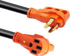 VEVOR 50 Amp RV Extension Cord 50 Feet, Heavy Duty STW 6/3+8/1 AWG Power Cord NEMA 14-50P to 14-50R, with 15A Adapter, LED Power Indicator, for RV Generator Camper, ETL Listed