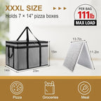XXXL Insulated Food Delivery Bag - Reusable Thermal Cooler Grocery Bags for Catering & Delivery, Pizza Carrier for Events, Large Capacity Bag Keeps Food Hot/Cold for Shopping, Commercial (with Base)