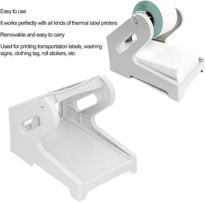 2 in 1 Label Holder, Thermal Label Paper Holder with Removable Design, Fit for Shipping Labels and Roll Stickers, ABS Material Label Rack for Thermal Printers, Easy Carry S