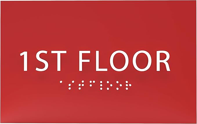 6" X4" 1st Floor Sign - ADA Compliant Tactile Graphics Grade 2 Braille Text Wall Sign| Directional Assistance, Floor Number Sign for Office, Schools, Hospitals, Apartments
