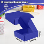 Small Shipping Boxes, 50 Pack Cardboard Box Corrugated Mailer Boxes Small Corrugated Boxes For Shipping Packaging Craft Gifts Giving Products, 6 x 4 x 1.6 Inches (Klein Blue)
