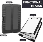 5 PCS Clipboard with Storage High Capacity Plastic Clipboard with Pen Holder Heavy Duty Nursing Clipboards Folder Side Opening Smooth Writing Clipboards with Low Profile Clip for for School & Office