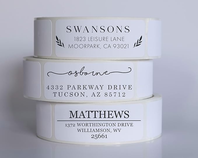 16+ Designs Custom Return Address Labels Roll White Modern Address Set of Return - Custom Personalized Calligraphy & Matte