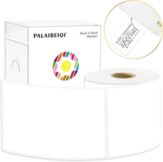 3x5 Inch Thermal Label Stickers,300Pcs Waterproof Rectangle Labels for Storage Bins,Moving Boxes,Address & Inventory Organization,Small Business Labeling,White