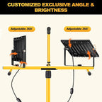 21000 Lumen LED Work Light with Stand, 2-Head Adjustable Lights with 16.5FT Extended Cord, IP65 Waterproof Work Lamp for Indoor & Outdoor Job Sites, Workshops, Construction, Garage Lighting