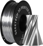 Geeetech Bundle Silk PLA Filament 1.75mm for 3D Printer, Metal-Like Shiny 3D Filament, 3 Spools Pack, 0.5kg/Spool, Dimensional Accuracy +/- 0.02 mm, Metallic Silver+Copper+Gold