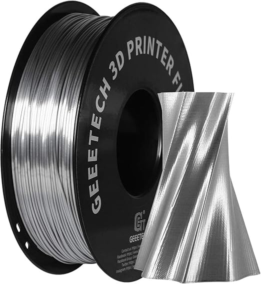 Geeetech Bundle Silk PLA Filament 1.75mm for 3D Printer, Metal-Like Shiny 3D Filament, 3 Spools Pack, 0.5kg/Spool, Dimensional Accuracy +/- 0.02 mm, Metallic Silver+Copper+Gold