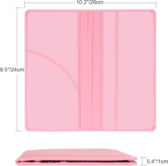Cacturism Car Registration and Insurance Holder, Car Accessories Vehicle Glove Box Car Organizer Women Car Accessories with Magnetic Shut for Cards, Essential Document, Driver License, Pink