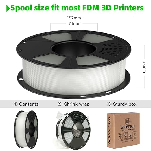 GEEETECH Glow in The Dark PLA Orange Red Filament, 3D Printing Luminous Filament 1.75mm, Best with UV Lamps, 1kg Spool (2.2lbs), Dimensional Accuracy +/- 0.02 mm, Fit Most 3D Printers