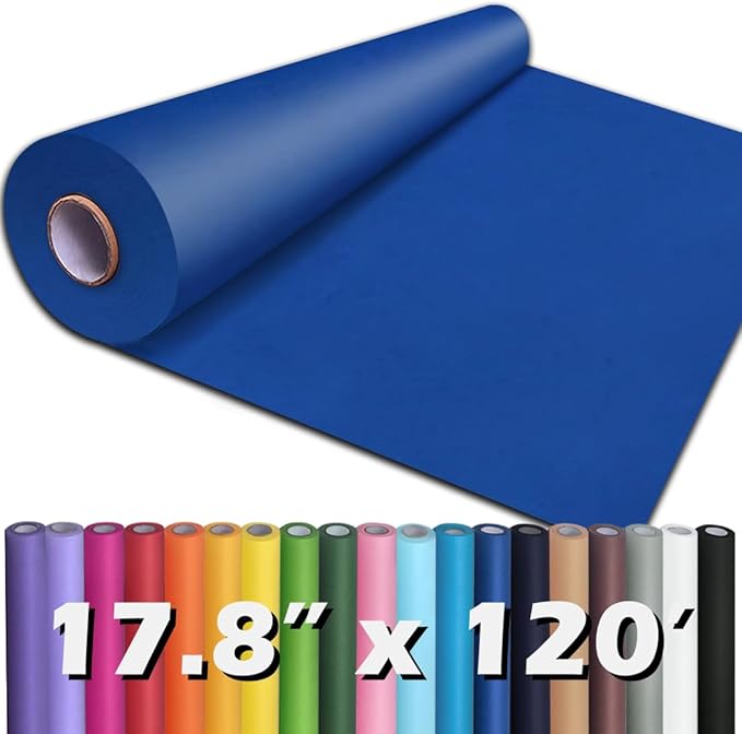 PerkHomy 17.8" x 1,440" (120') Blue Kraft Paper Roll for Craft Bulletin Board Paper Art Table Covering Crafting Gift Wrapping Bouquet Packing Parcel 80GSM 55LB (Blue, 17.8" x 120')