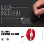 Double Sided Tape Heavy Duty - 1/2" 10' Acrylic Strong Adhesive Removable Double Sided Mounting Tape Clear for Carpet Fix/Home Office Wall/DIY Crafts/Poster/LED Lights/Car Glass Decor