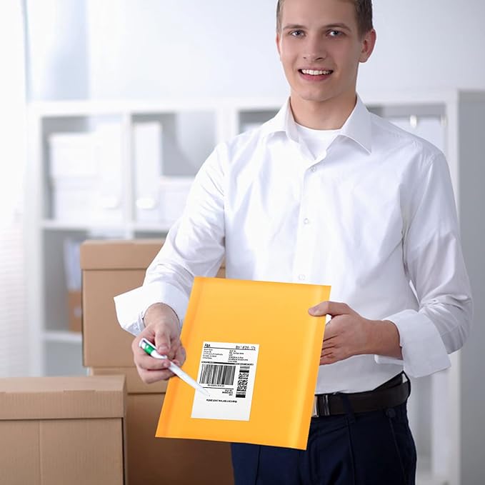 packbabol Kraft Bubble Mailers 8.5x11 Inch 50 Pcs,Small Self-Sealing Mail Shipping Bags,Yellow Padded Envelopes #2