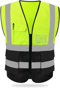 HYCOPROT High Visibility Mesh Safety Reflective Vest with Pockets and Zipper, Meets ANSI/ISEA Standards