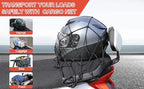 Cargo Net Motorcycle Fuel Tank Net Natural Latex Core, 15"x 15" Extends to 30"x 30" with 2"x 2" Mesh for Motorcycle Helmets, Bikes, ATVs, UTVs, Luggage (Black, 2 Pack)