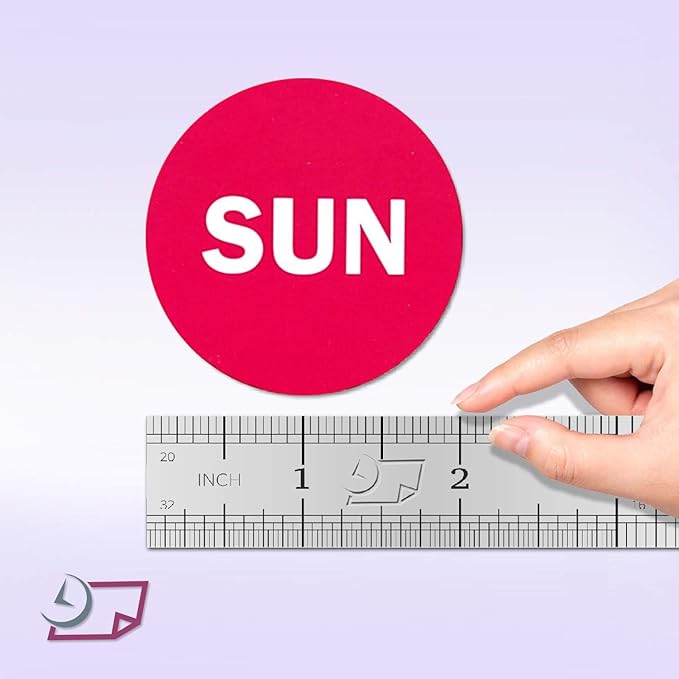 2" Round Hot Pink Day of The Week Color Coding Stickers, 500 per Roll (Sun)