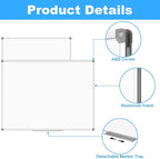 Lockways Dry Erase Board 60 x 40 Inch, Large Magnetic White Board Pack of 2, Aluminium Frame Whiteboard with Marker Tray for School, Office and Home