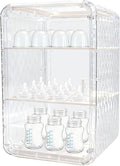 Baby Bottle Organizer,3/4 Tier Bottles Storage Organizers,Clear Station Organizer ContainerClear Baby Bottle Storage Organizer For Countertop And Cabinet,Ideal for Bottles, Pacifiers,Pump Parts