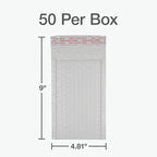 Quality Park Bubble Mailers, 4 x 8 Shipping Envelopes, Self-Seal, Durable White Padded Envelopes, Redi-Strip Peel Off Closure, 50 Per Box (QUA85929)