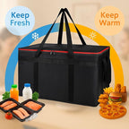 Cooler Insulated Food Delivery Bag & Drink Carrier with Hard Bottom, XXX-Large Pizza Bags for Doordash/Uber Eats, Grocery Catering Travel Thermal Frozen Carrier, Cold Warmer Accessories for Door Dash