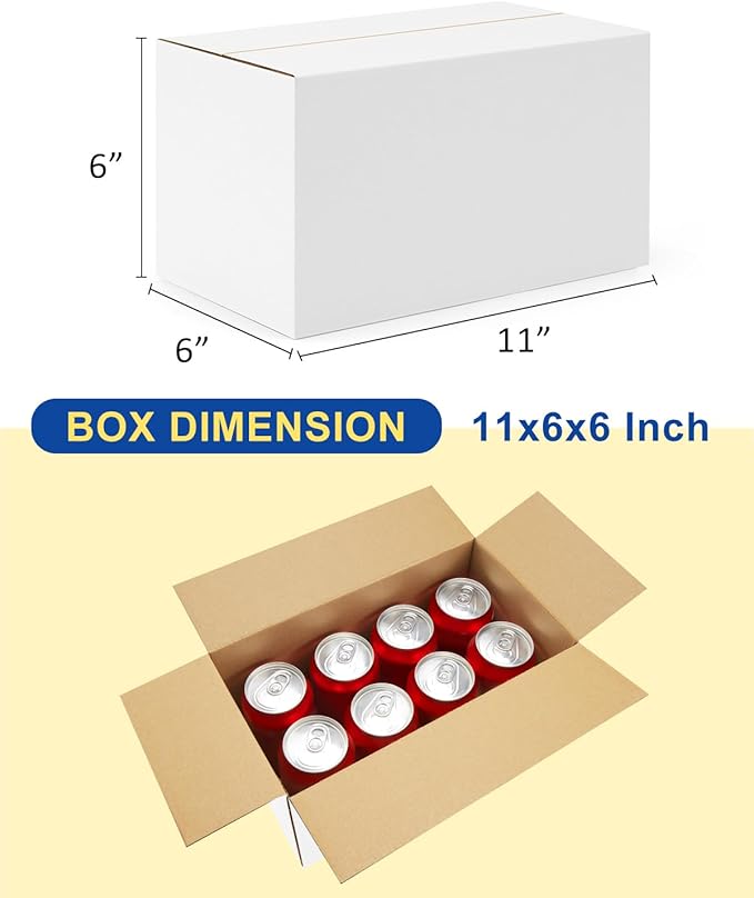 Shipping-Boxes-11x6x6 Inches: 40 Pack Shipping-Boxes-Mailers, White Corrugated-Cardboard-Boxes for Packing Small Business Mailing