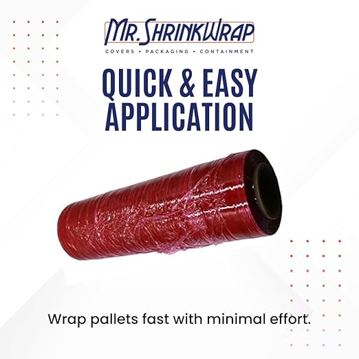 18" x 1500' 80 ga. Hand Film Stretch Wrap - Red (Light Tint) - Case of 4 Rolls