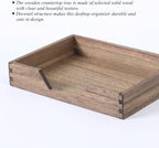 Wood Letter-Size Tray for Office Desktop Organizer - Wooden Front-Load Documents Tray for Mail, Paper, File, Magazine, Pen,Notebook Storage Paper Holder Trays Dark(DGTU-DK)